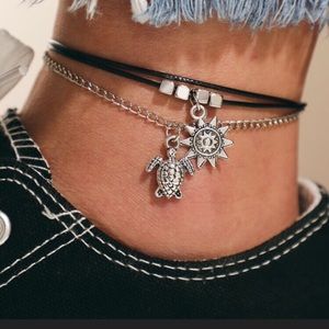 ❤️gorgeous multilayer turtle sun ankle bracelet